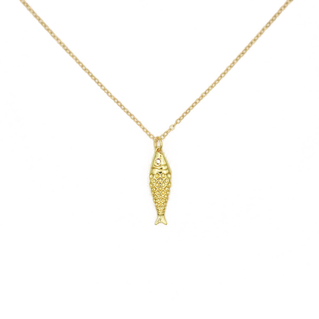 Fish Pendant Necklace 18K Gold Plated