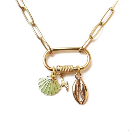 Seashell & Lightning Bolt Charm Necklace