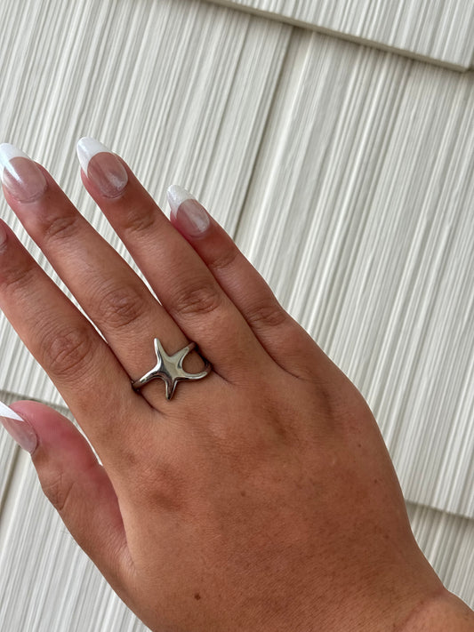 18K Gold Plated/Stainless Steel Starfish Ring