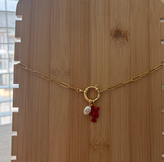 Lobster & Shell Sailor Clasp Necklace | 18K Gold Plated