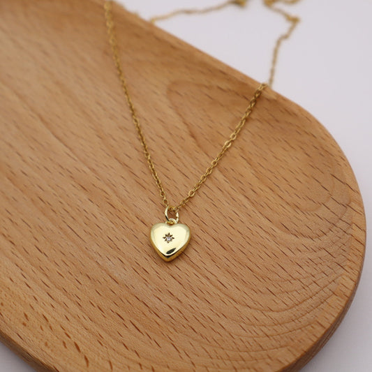 Heart Pendant Necklace 18K Gold Plated
