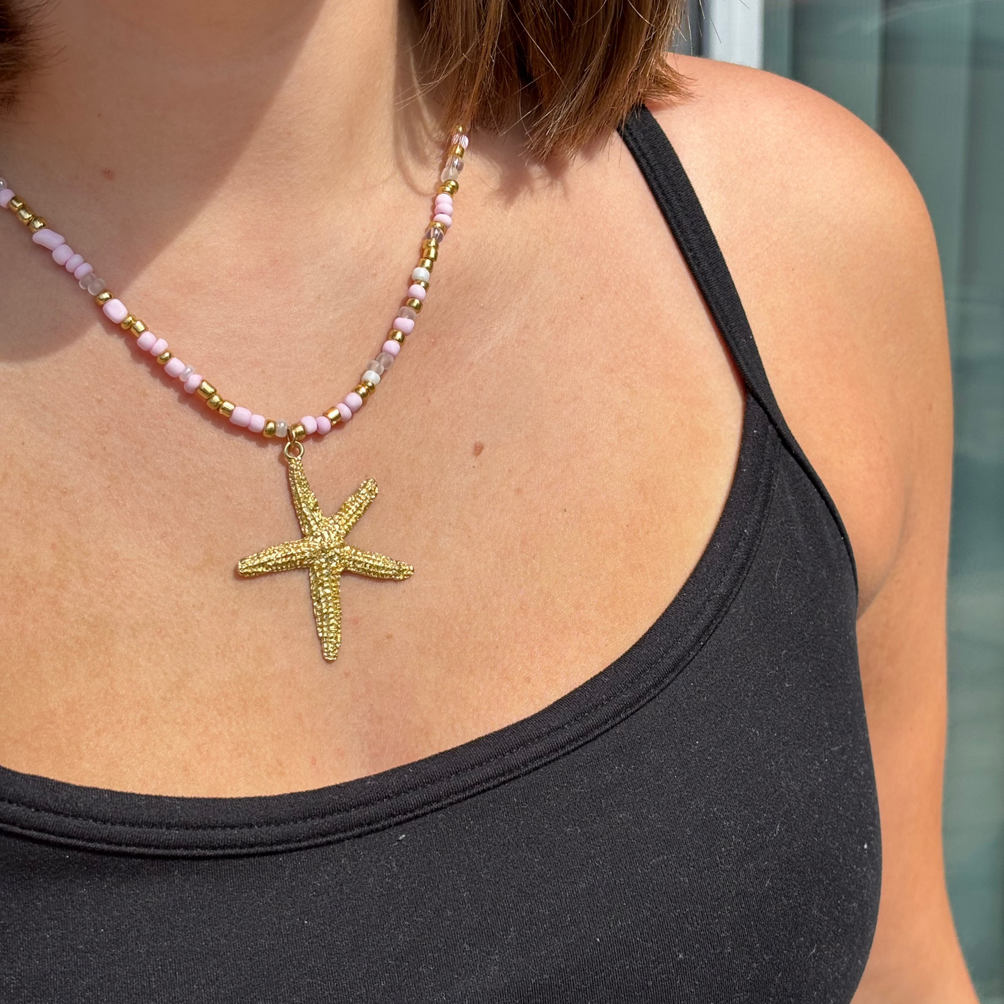 Hand Beaded Starfish Necklace