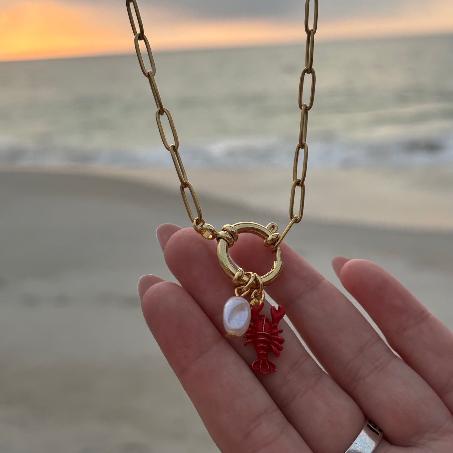 Lobster & Shell Sailor Clasp Necklace | 18K Gold Plated