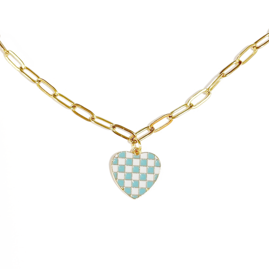 Checkered Heart Necklace