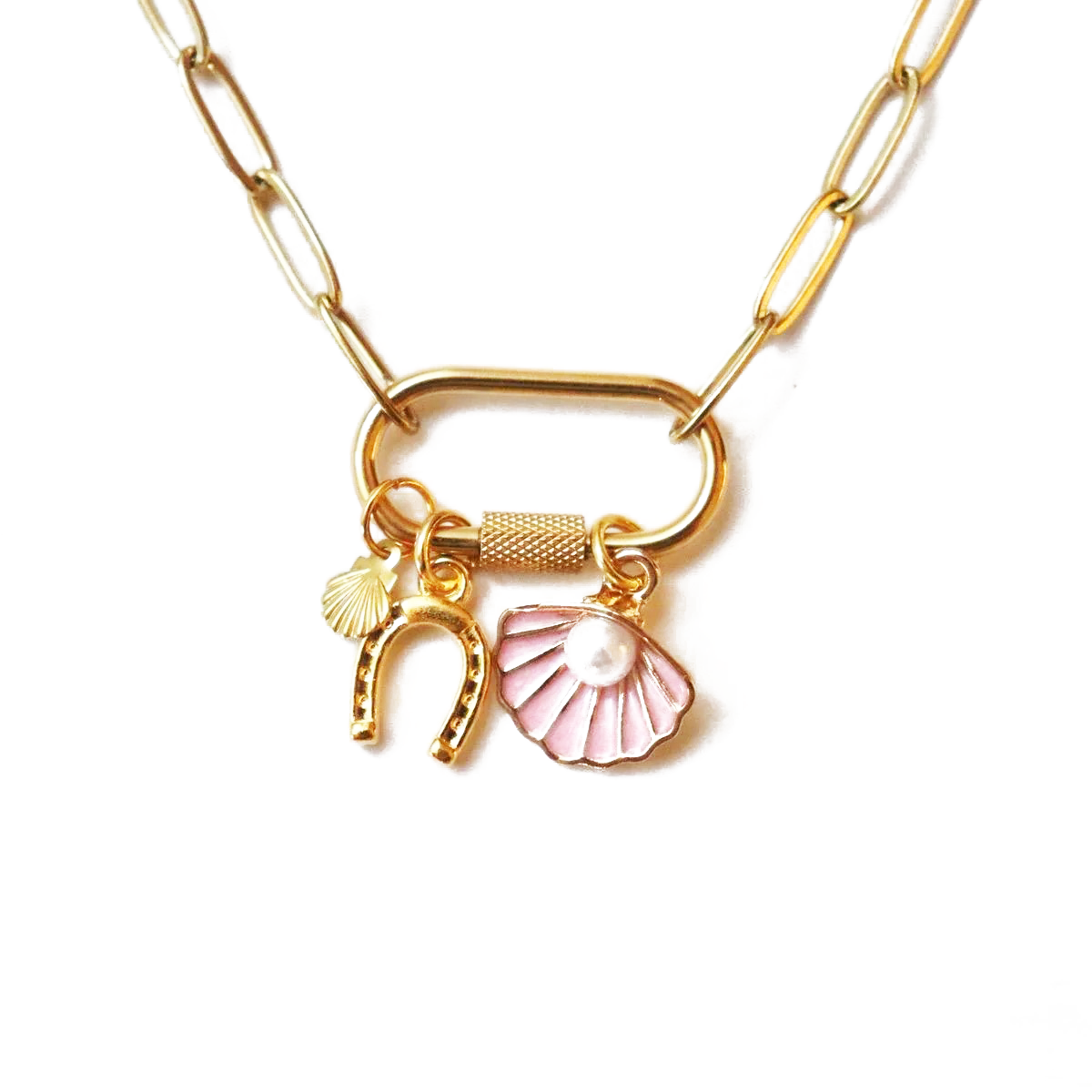 Seashell & Horseshoe Charm Necklace
