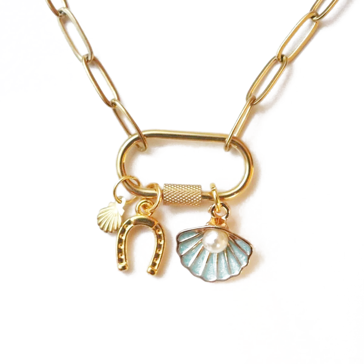 Seashell & Horseshoe Charm Necklace