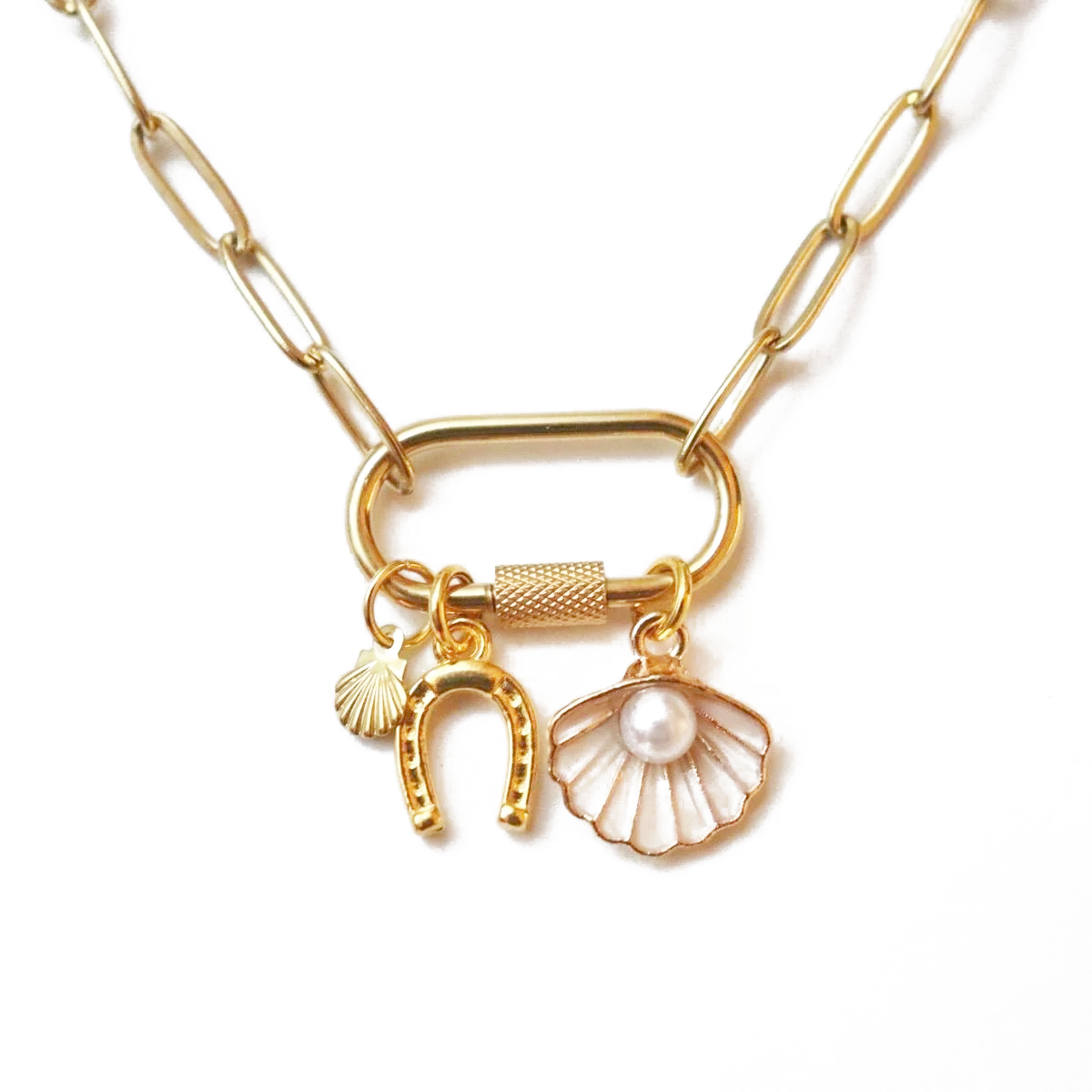 Seashell & Horseshoe Charm Necklace