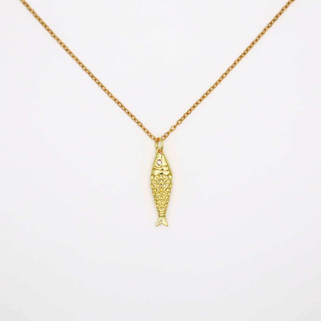 Fish Pendant Necklace 18K Gold Plated