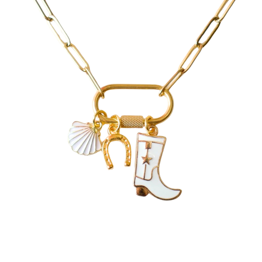 Cowboy Boots + Seashell Charm Necklace