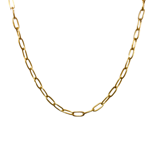 18k Gold Plated/Stainless Steel Paperclip Chain Necklace