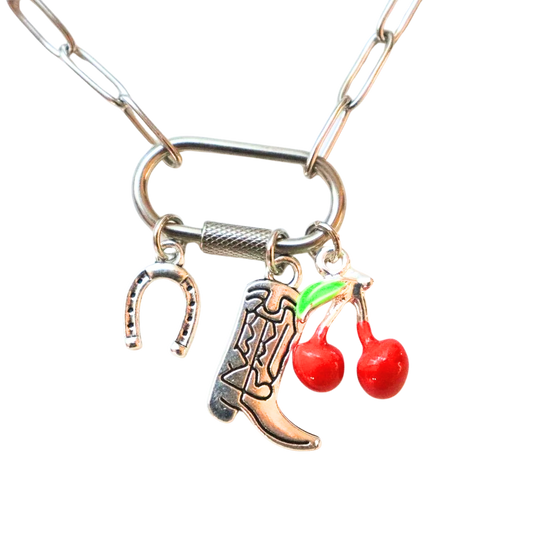 Silver Horseshoe, Boot, Cherry Necklace