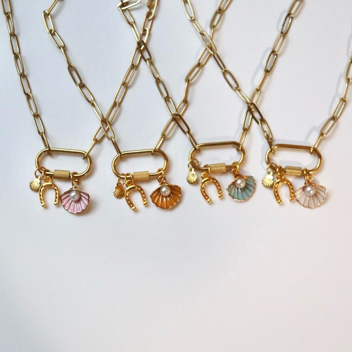 Seashell & Horseshoe Charm Necklace