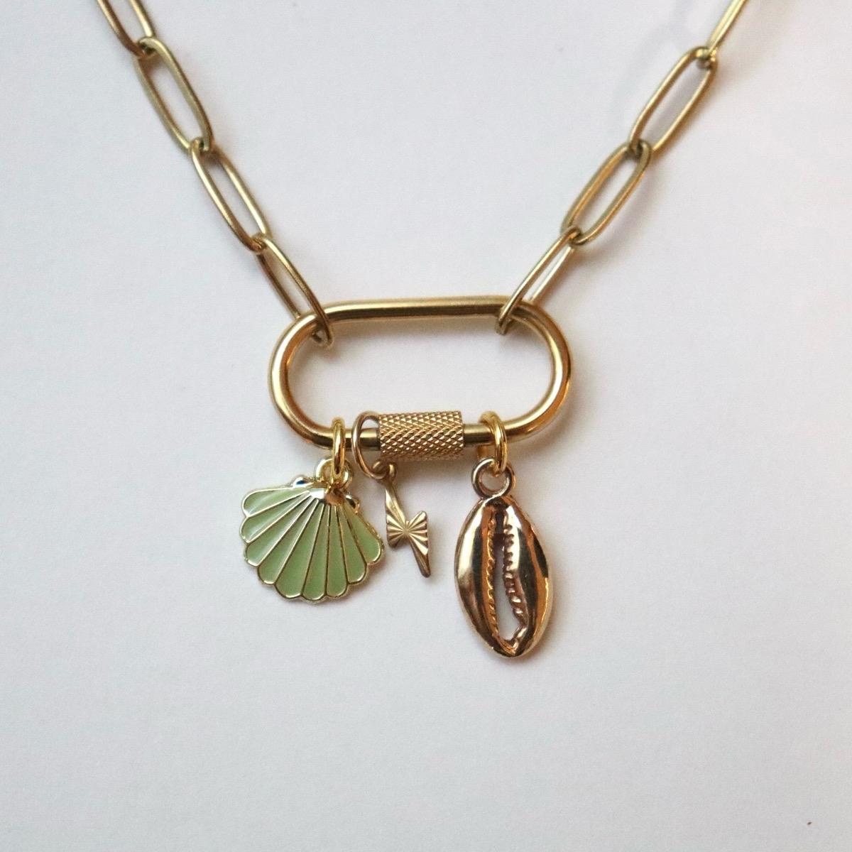 Seashell & Lightning Bolt Charm Necklace