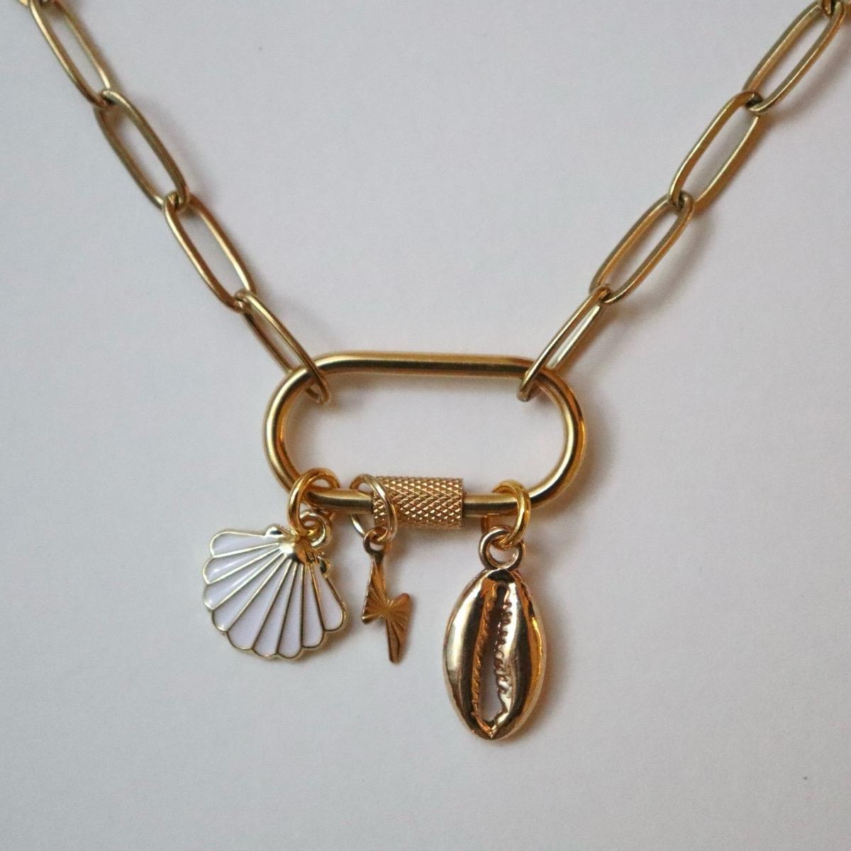 Seashell & Lightning Bolt Charm Necklace