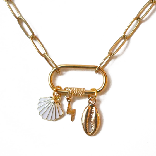 Seashell & Lightning Bolt Charm Necklace