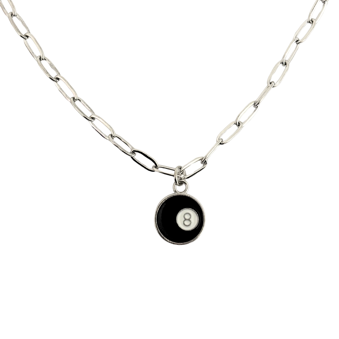 Silver 8 Ball Necklace