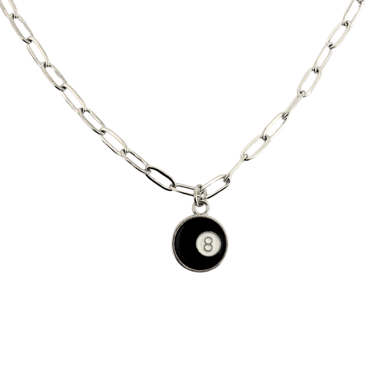 Silver 8 Ball Necklace