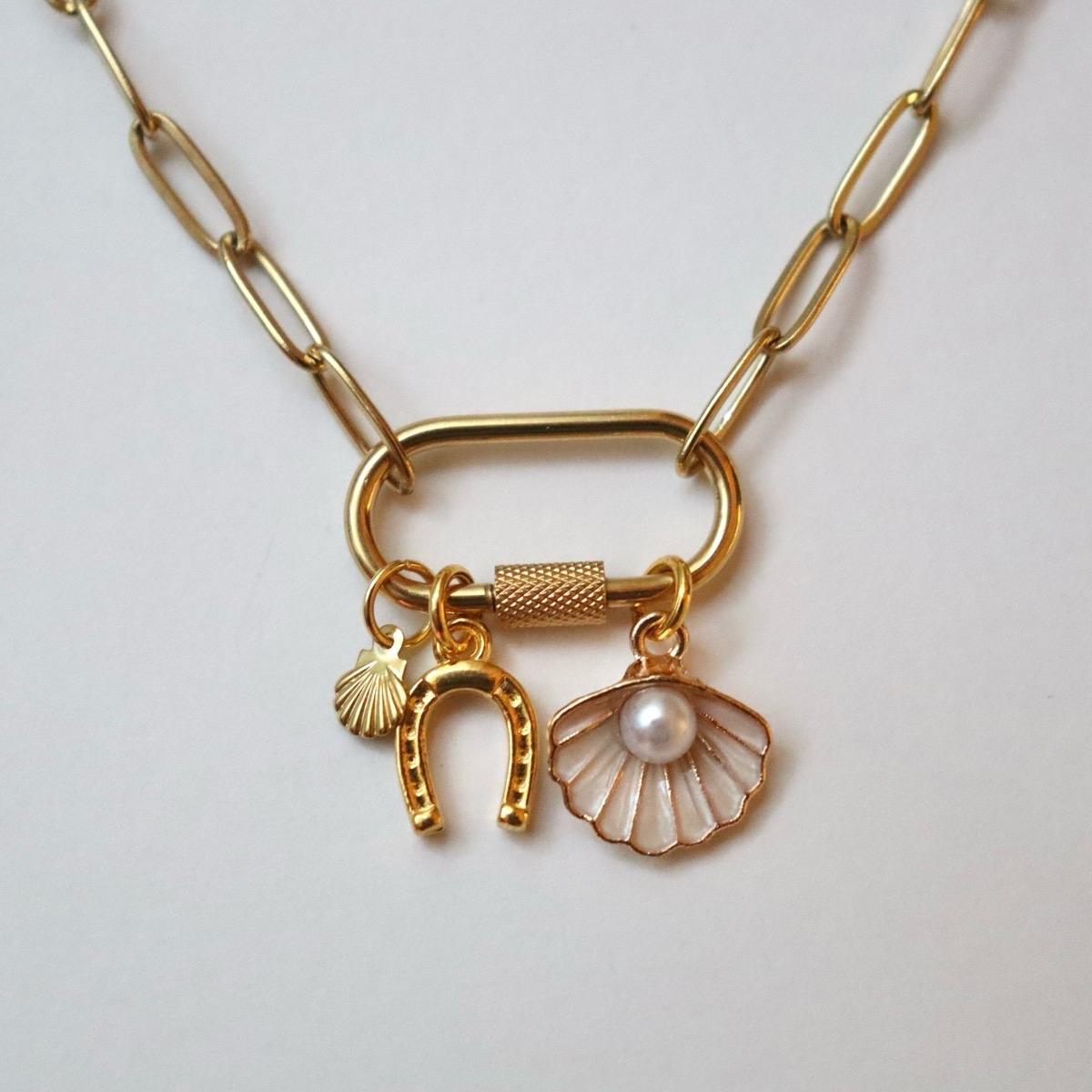 Seashell & Horseshoe Charm Necklace