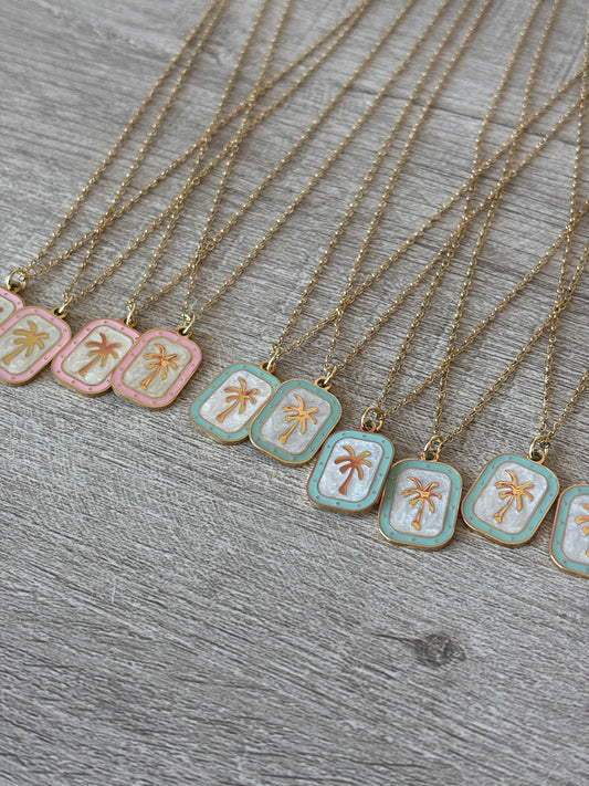 18K Gold Plated Palm Tree Pendant Necklace