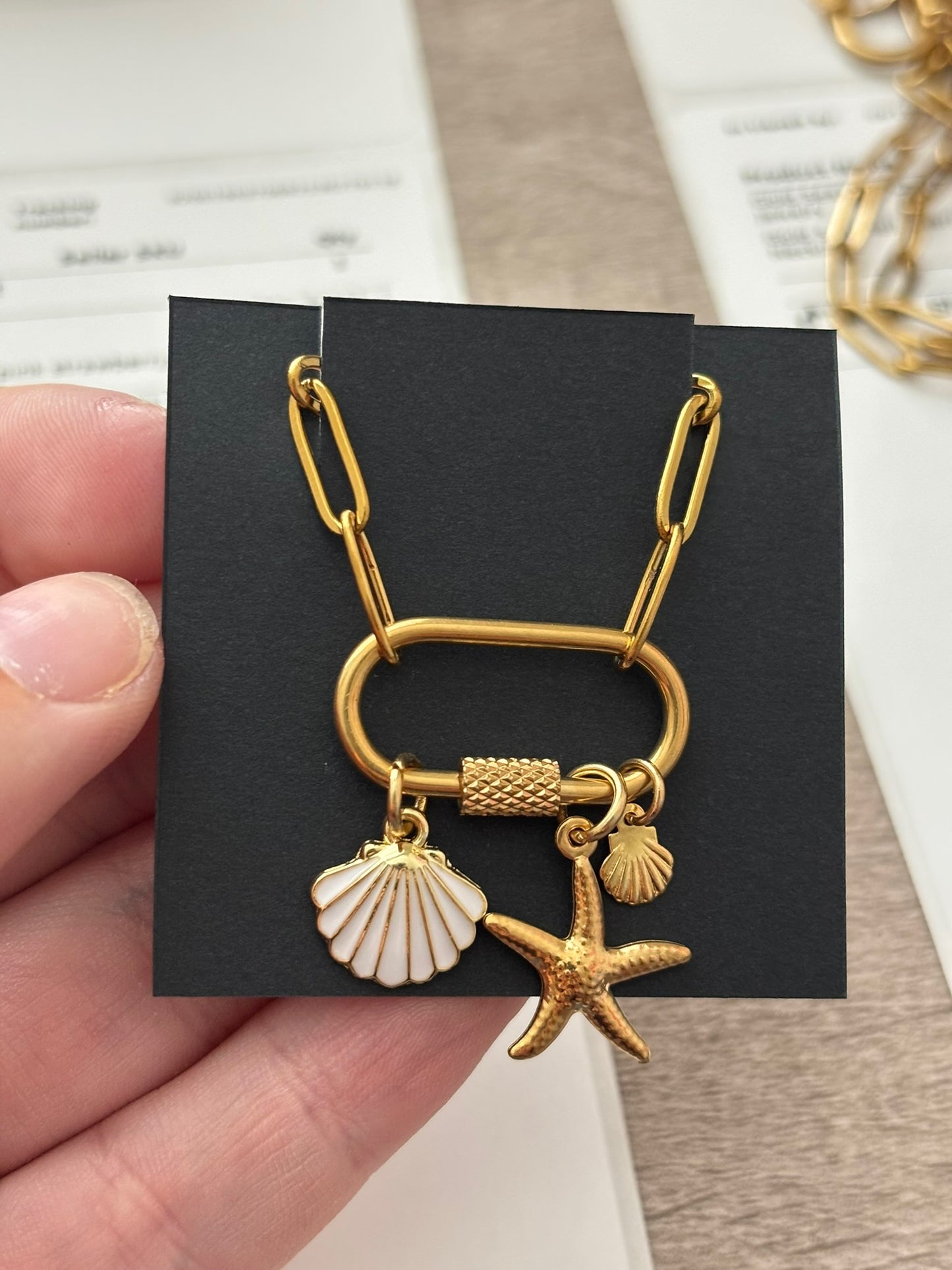 Gold Seashell Charm Bracelet