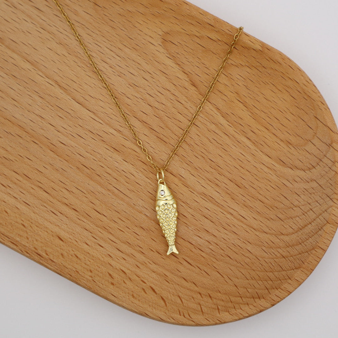 Fish Pendant Necklace 18K Gold Plated