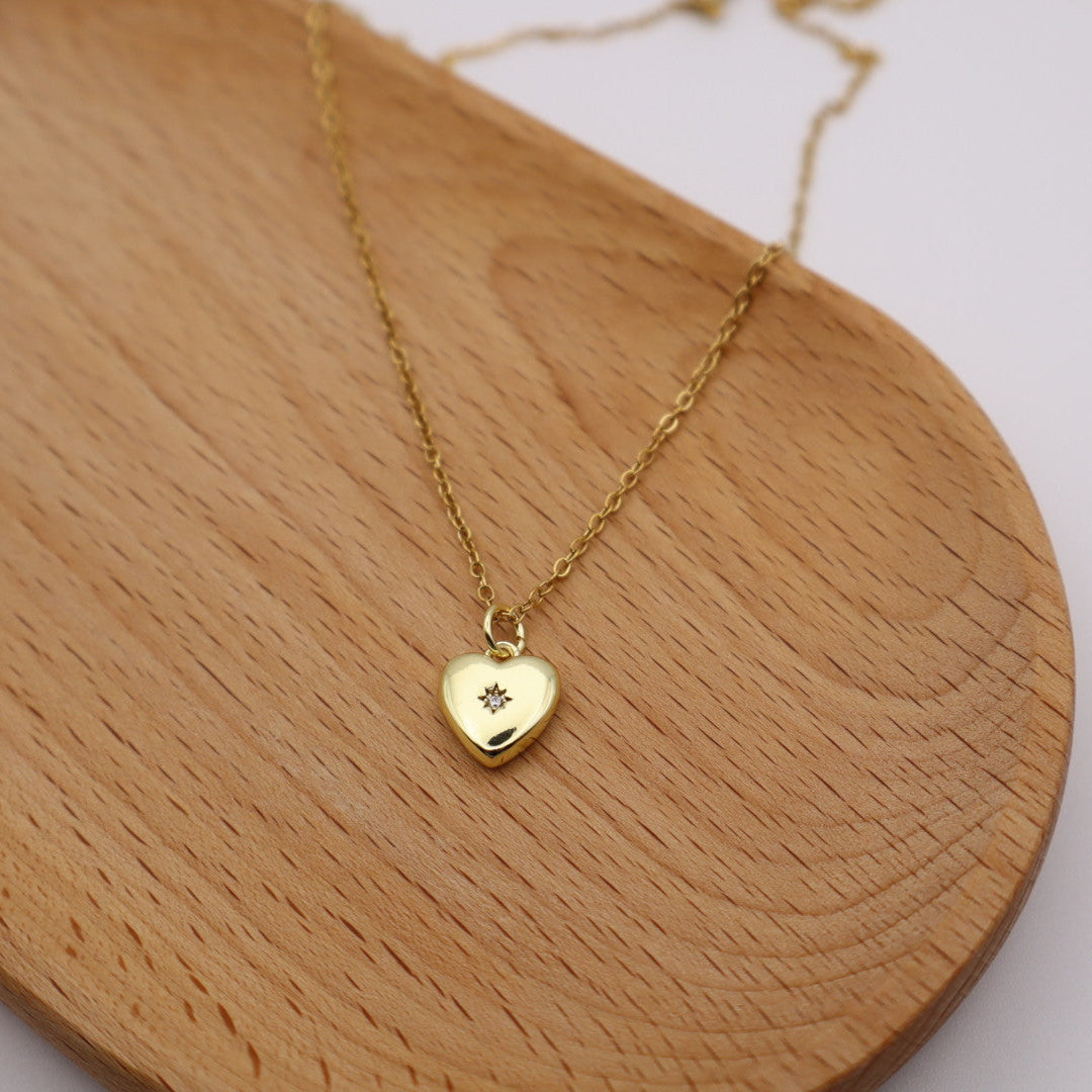 Heart Pendant Necklace 18K Gold Plated