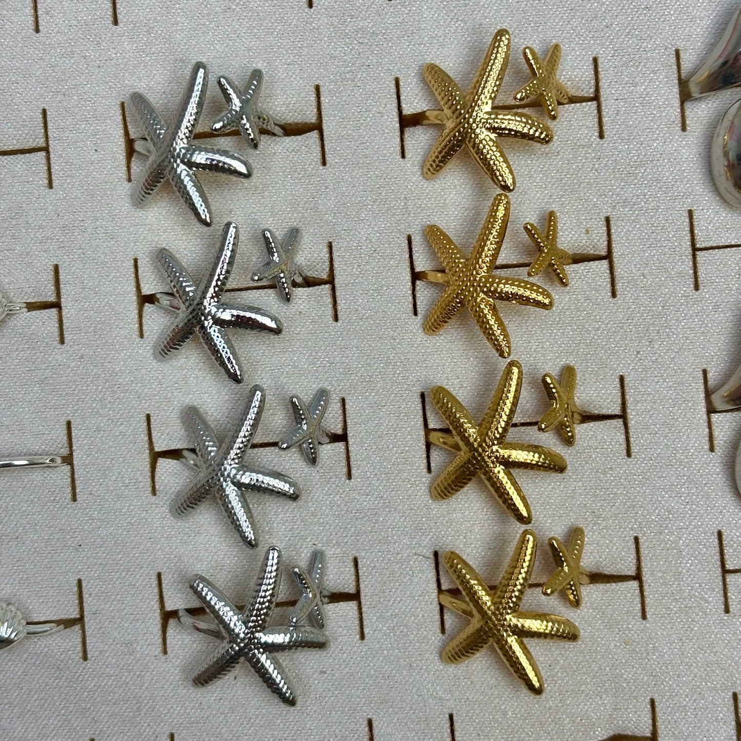 18K Gold Plated/Stainless Steel Double Starfish Ring