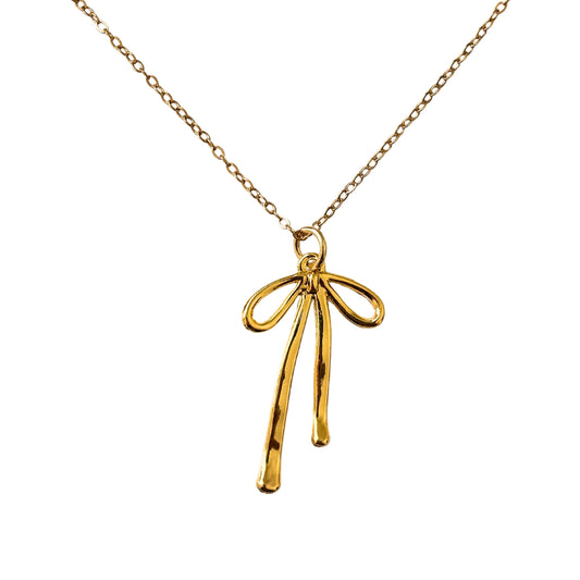 Gold Bow Necklace | 18K Gold Plated