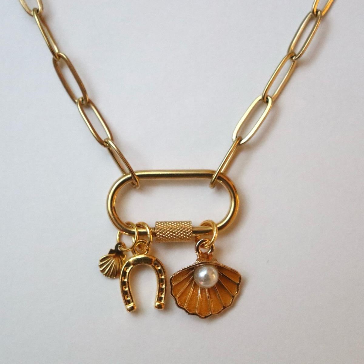 Seashell & Horseshoe Charm Necklace