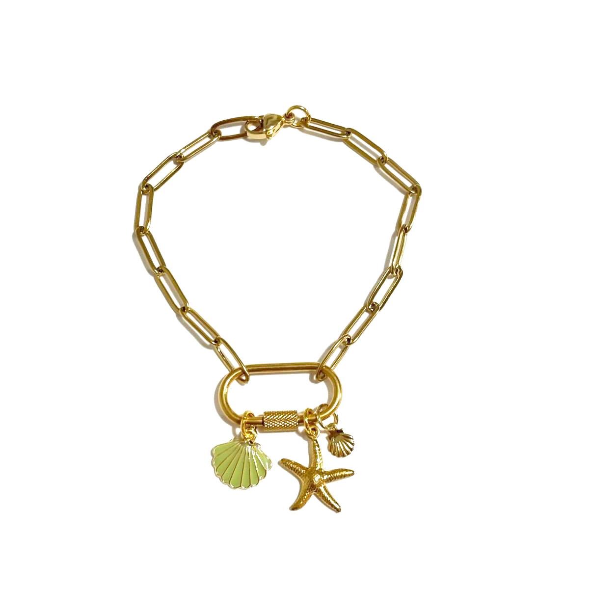 Gold Seashell Charm Bracelet