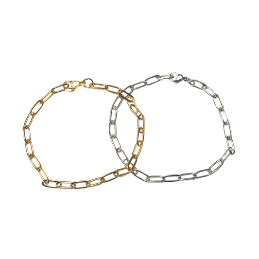 18K Gold Plated | Stainless Steel Paperclip Chain Bracelet
