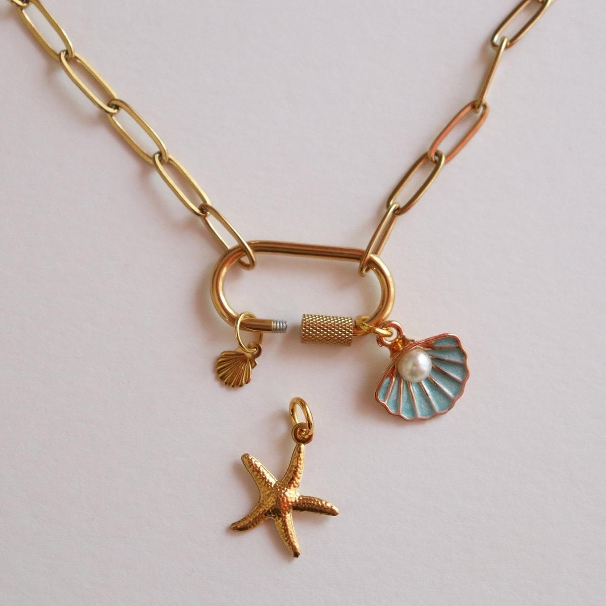 Gold Seashell Charm Necklace