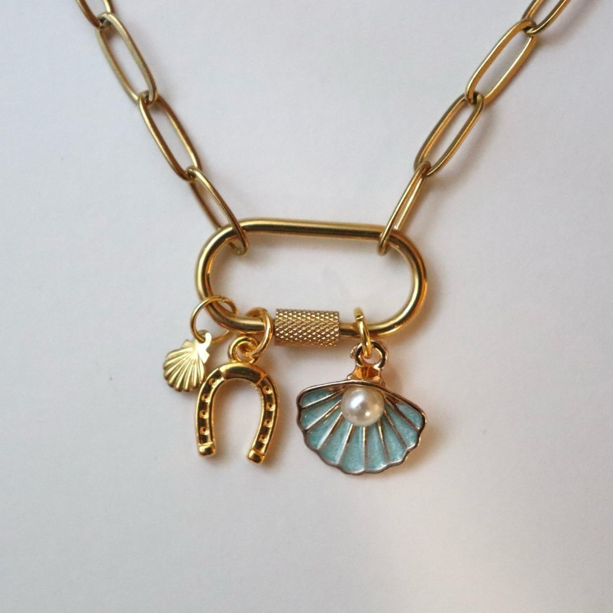 Seashell & Horseshoe Charm Necklace