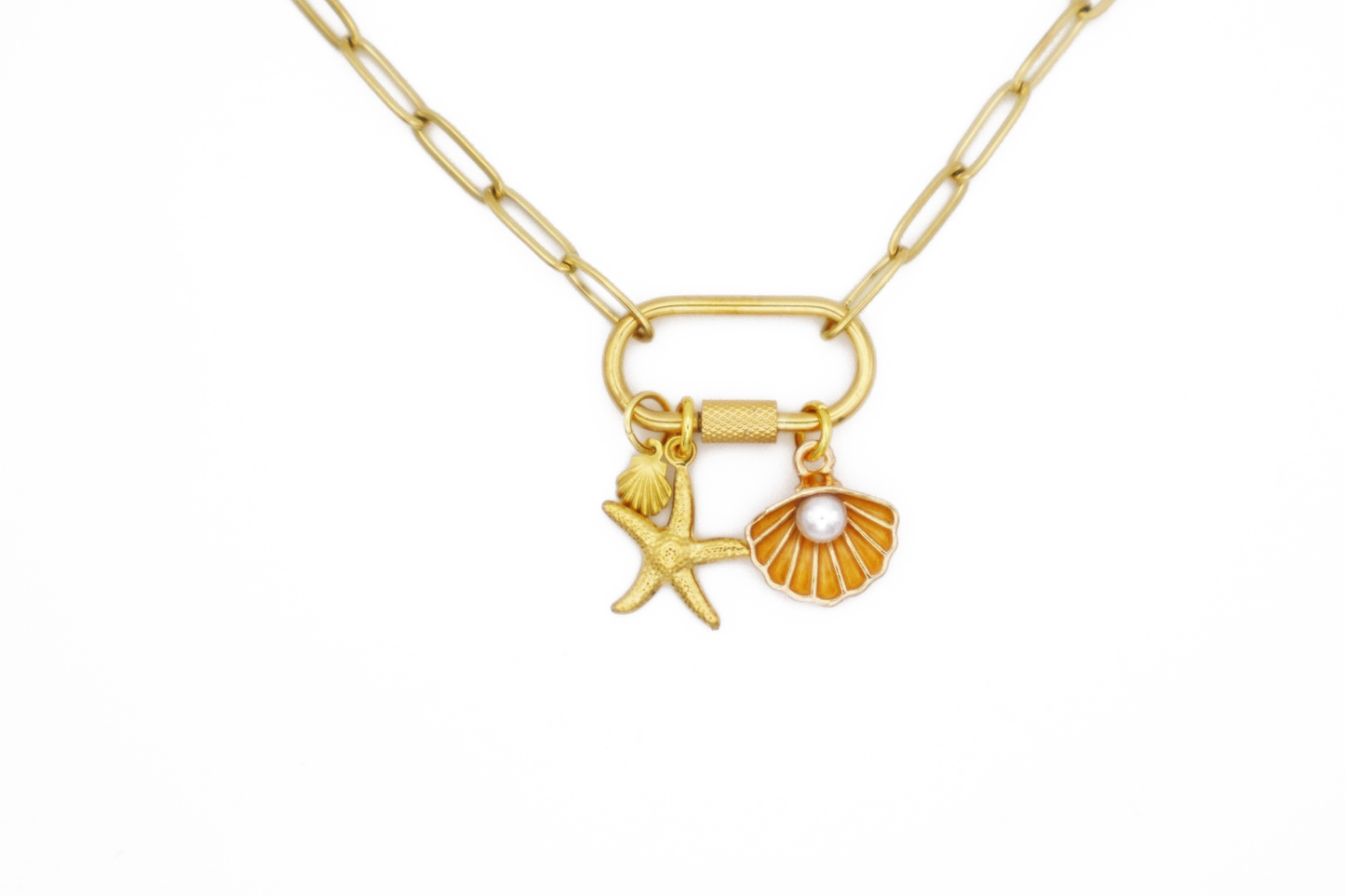 Gold Seashell Charm Necklace