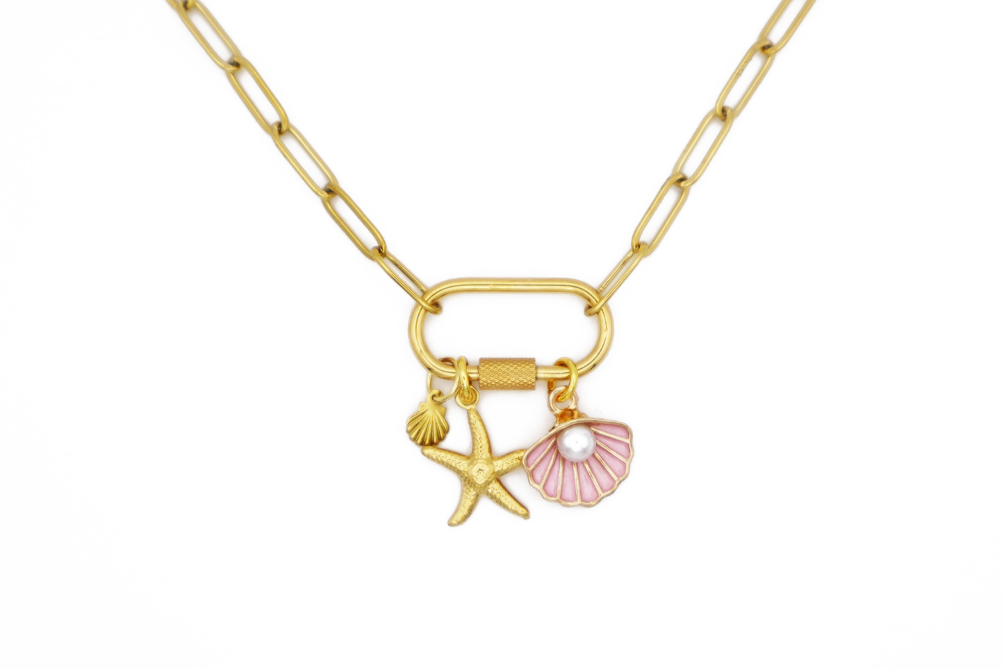 Gold Seashell Charm Necklace