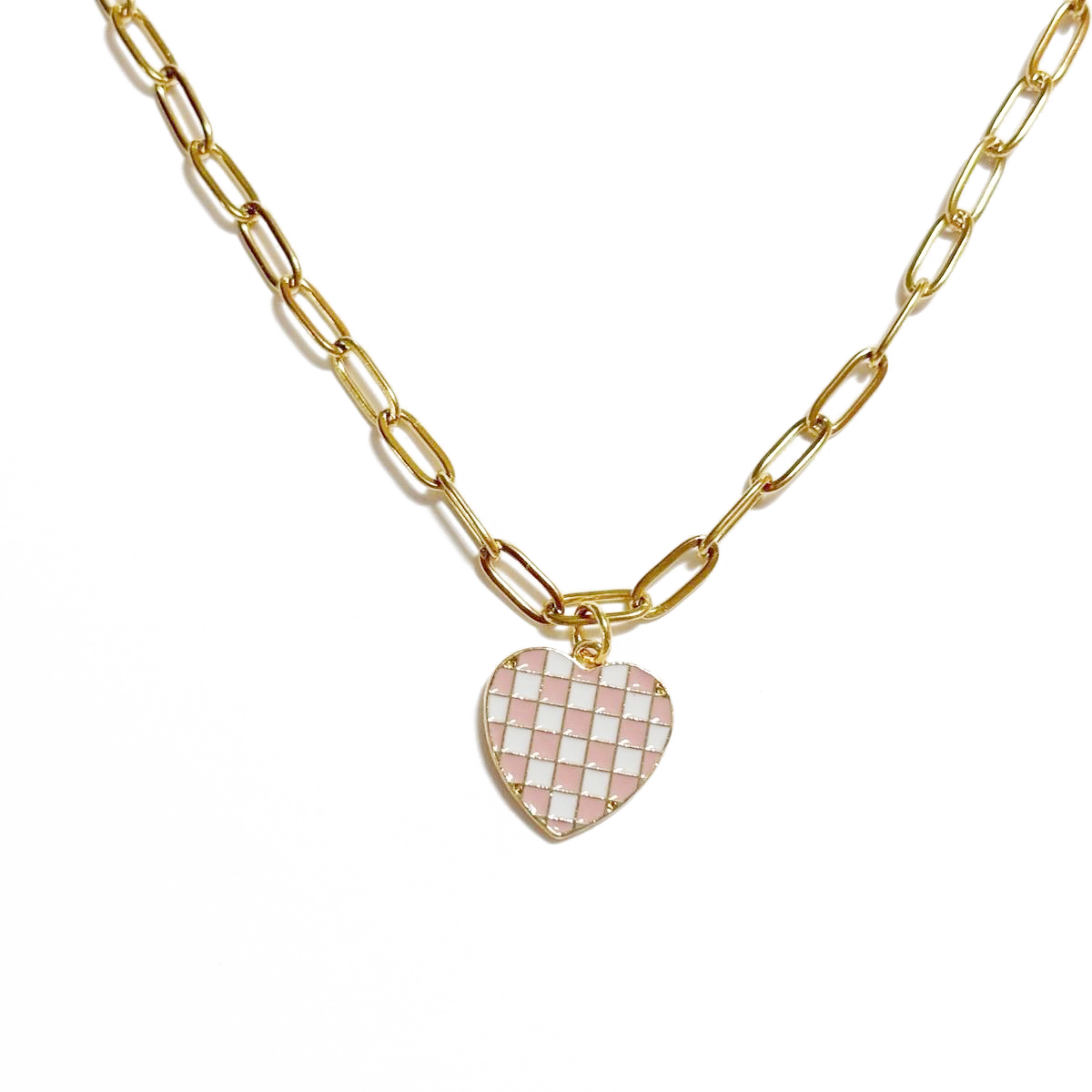 Checkered Heart Necklace