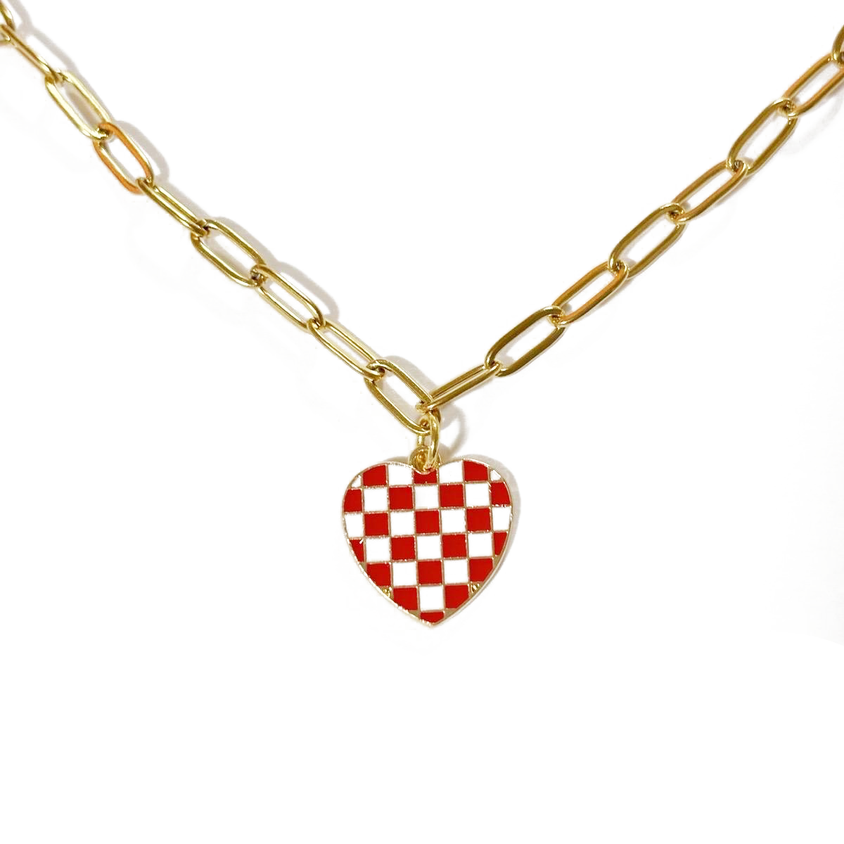 Checkered Heart Necklace