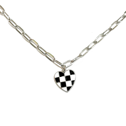 Checkered Heart Necklace