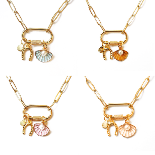 Seashell & Horseshoe Charm Necklace