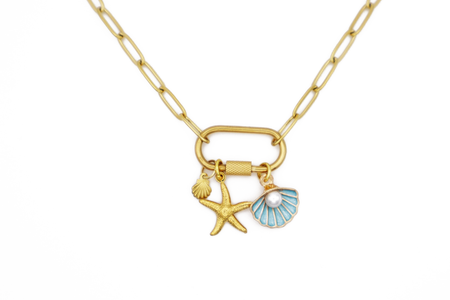 Gold Seashell Charm Necklace